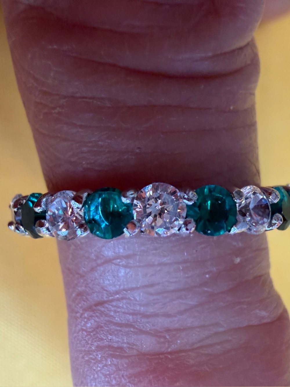 Park Lane Green & Clear Eternity Ring Size 8 New